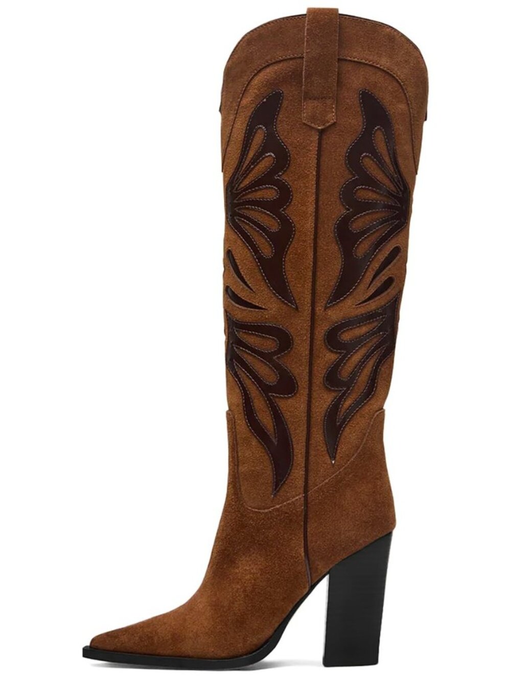 Cowboy Boots for Women Pointed Toe Chunky High Heels Butterfly Cowgirl Boots